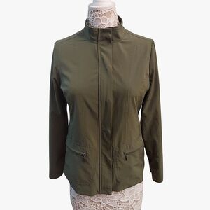 CHICOS Zenergy Olive Green Zipper Down Jacket